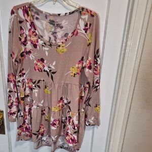 Torrid Floral Long Sleeve Top in Pink and Yellow